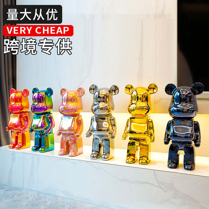 Internet famous violent bear ornaments tide brand kaws building block bear love bear living room large landing light luxury TV cabinet cartoon