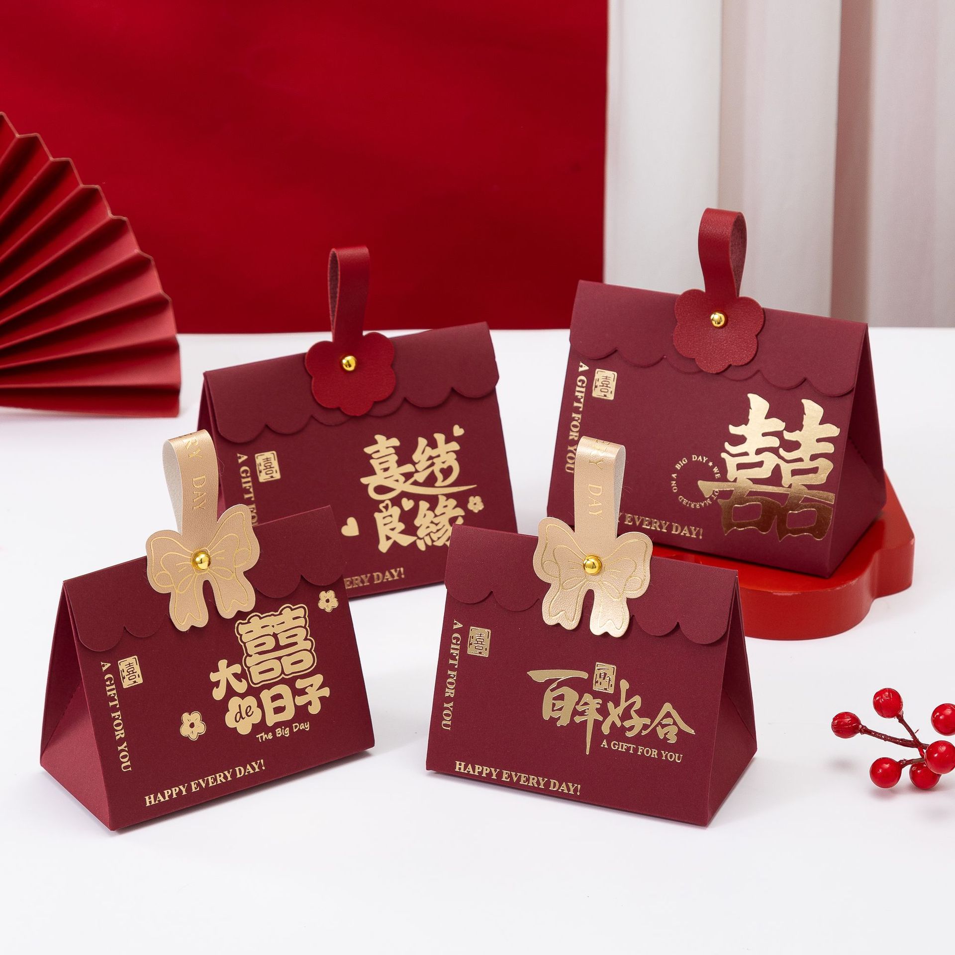 Красная коробка для конфет на свадьбу, упаковка для подарков, оптовая продажа