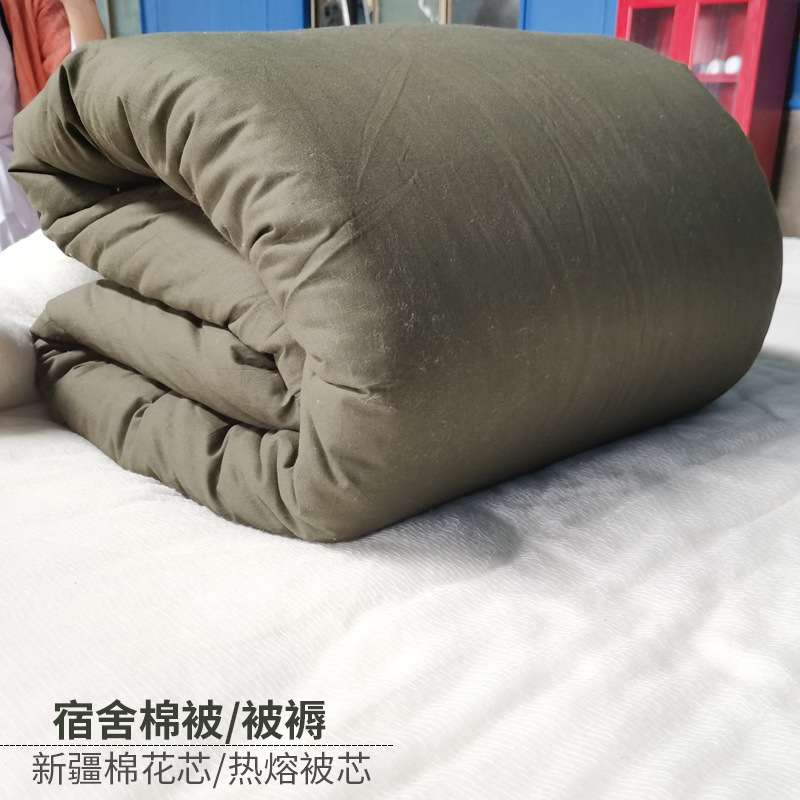 Army Green Disaster relief quilt Xinjiang cotton bedding military training single spring and autumn student dormitory interior hot melt quilt wholesale