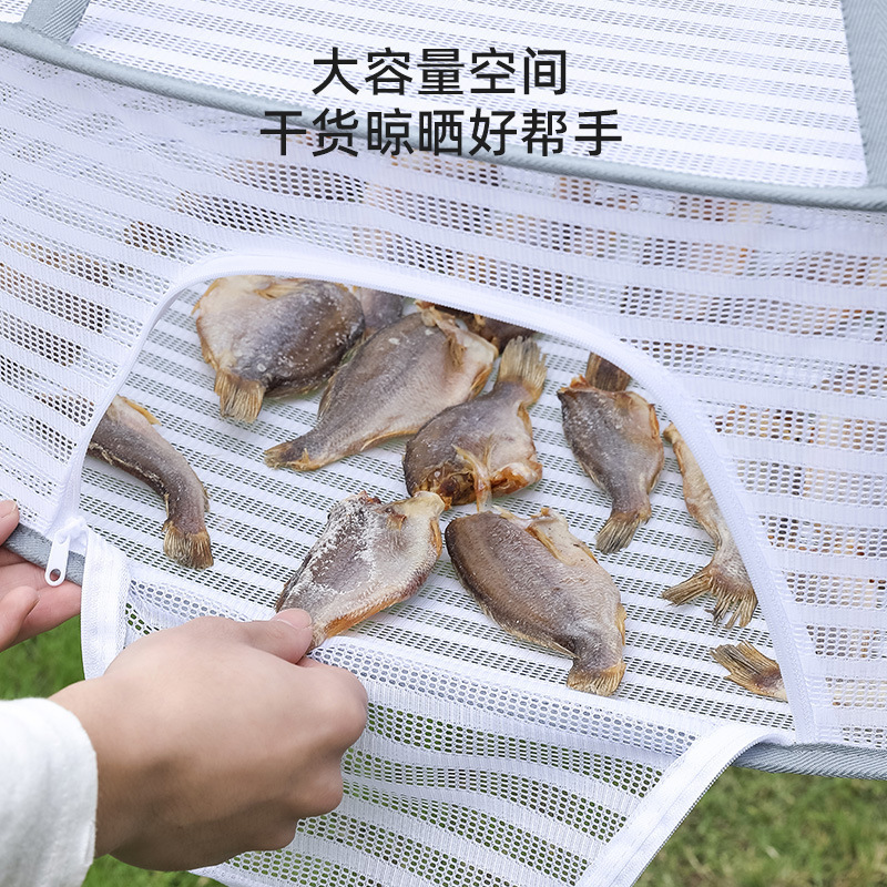 Vegetable Drying Blue Vegetable Drying Net Household Drying Fish Fly-Proof Cage Drying Net Drying Artifact Foldableable Balcony Clothes Drying Basket