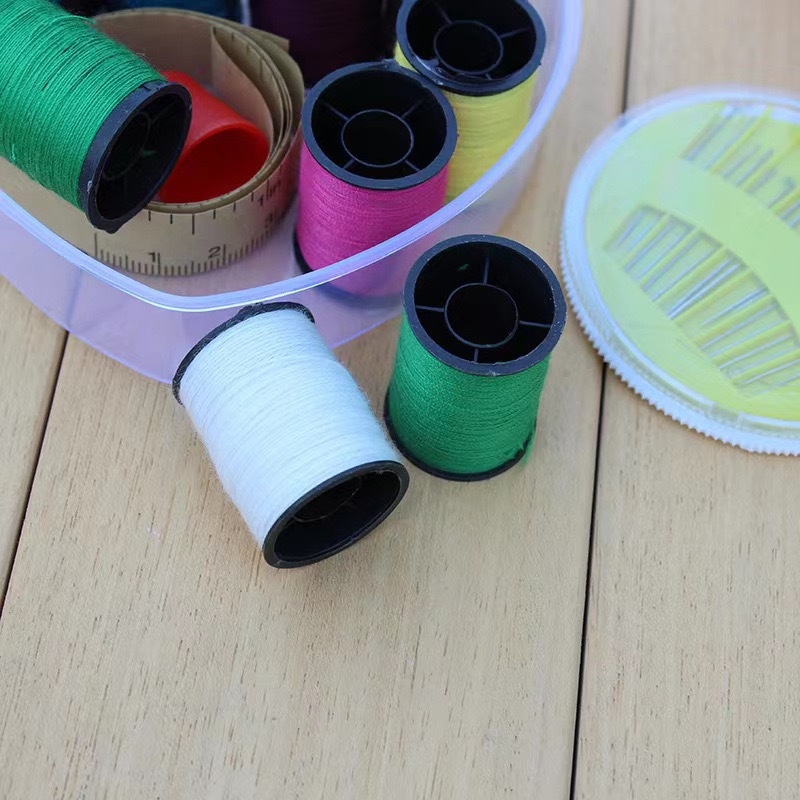 Household portable round/heart-shaped sewing box suit thimble cross stitch sewing tools mini storage needle and thread