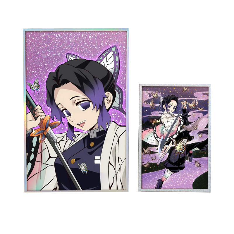 Custom Paper Demon Slayer: Kimetsu No Yaiba Butterfly Shinobu Various Edge Designs Laser Gold Stamping Jujutsu Kaisen Acrylic Colored Paper Cards