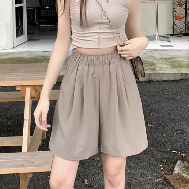 Yamamoto Shorts Women's 2023 Summer Thin Loose High Waist Casual Japanese Style Lazy Style Pants Off-top Ice Silk Wide Leg Pants