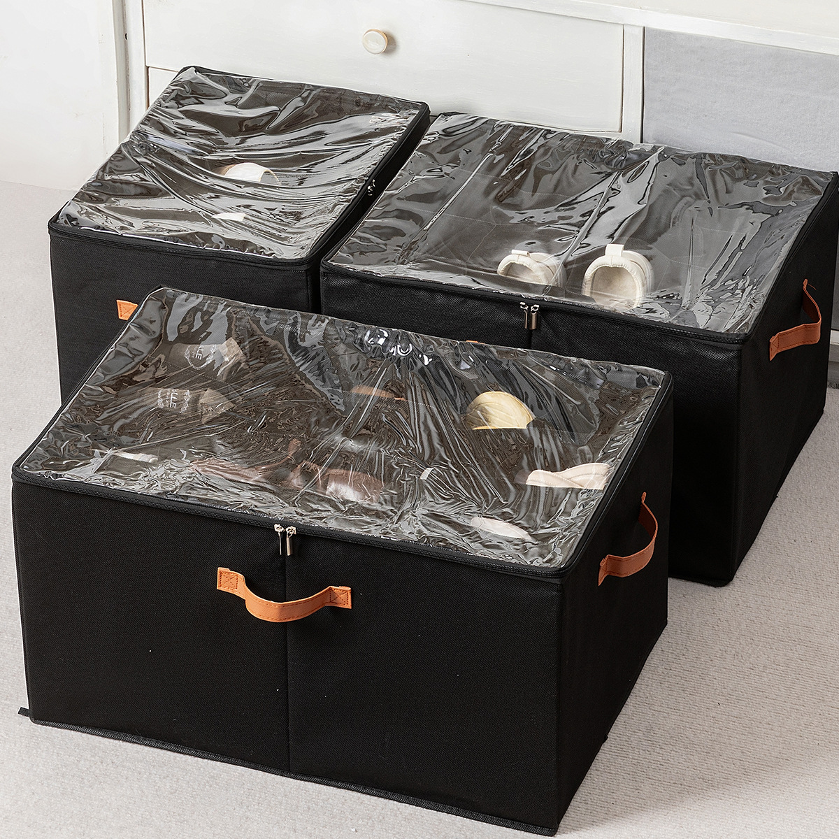 Коробка для обуви, прозрачная, пылезащитная, складная