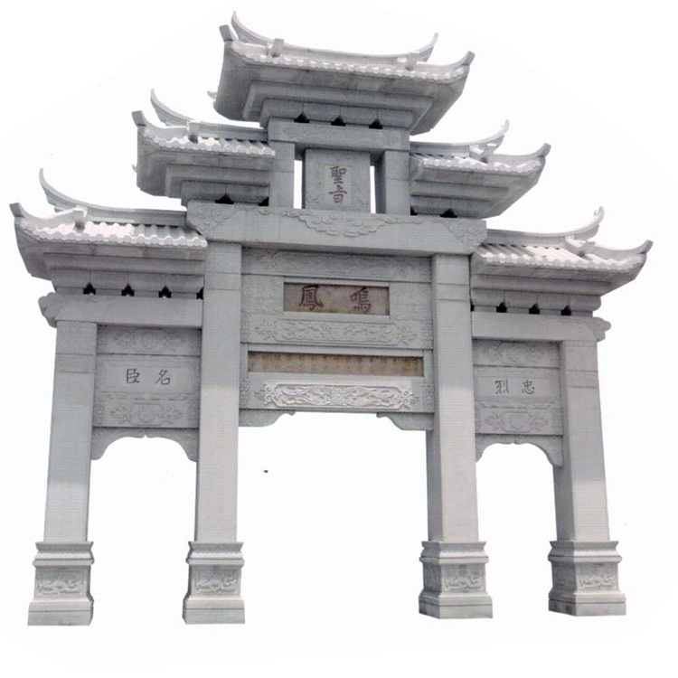 Fujian Stone Carving Manufacturer Customizes Large Temple Ancestral Hall Bluestone Arch Style and Mountain Gate Carving at the Entrance of the Cemetery
