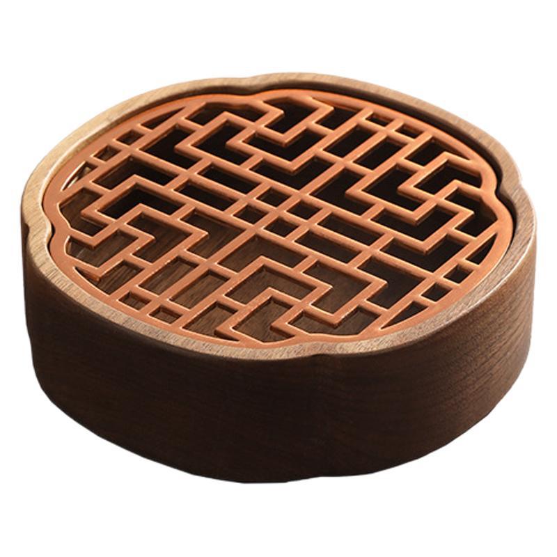 Walnut Pot Dry Bubble Tray Household Small Tea Tray Water Storage Tea Tray Solid Wood Dry Bubble Table Tea Tray Light Luxury Pot Cup Holder
