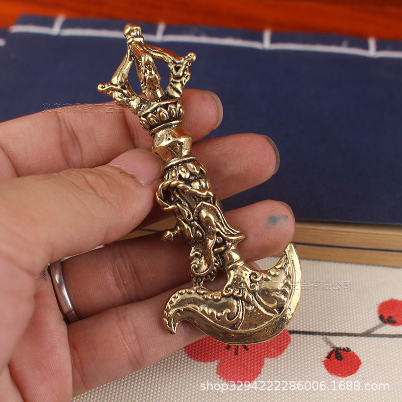 Retro Brass Faucet King Kong Pong Handle Piece Religious Instrument Demon King Kong Pestle Decoration Wen Play Old Bronze Wholesale