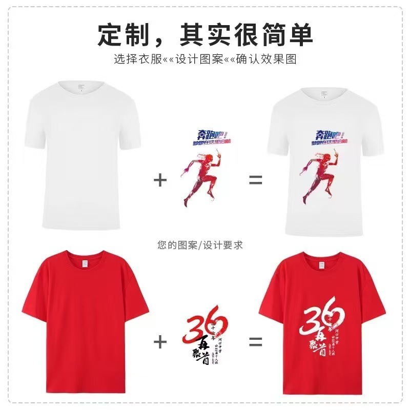 T-Shirt Customized Pure Cotton Short-sleeved Advertising Shirt T-shirt Work Clothes Class Clothes Activity Clothes Printing Picture logo Quick-drying diy