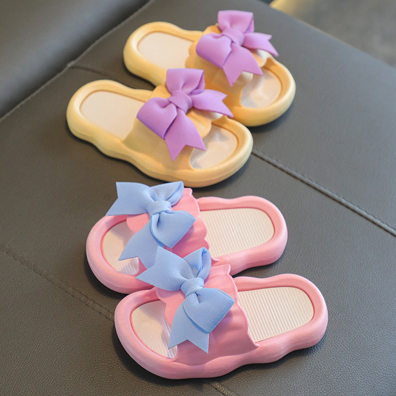 Children's Slippers Summer Girls Princess Bow Family Non-Slip Soft Bottom Outer Wear Fashionable Little Girl Slippers