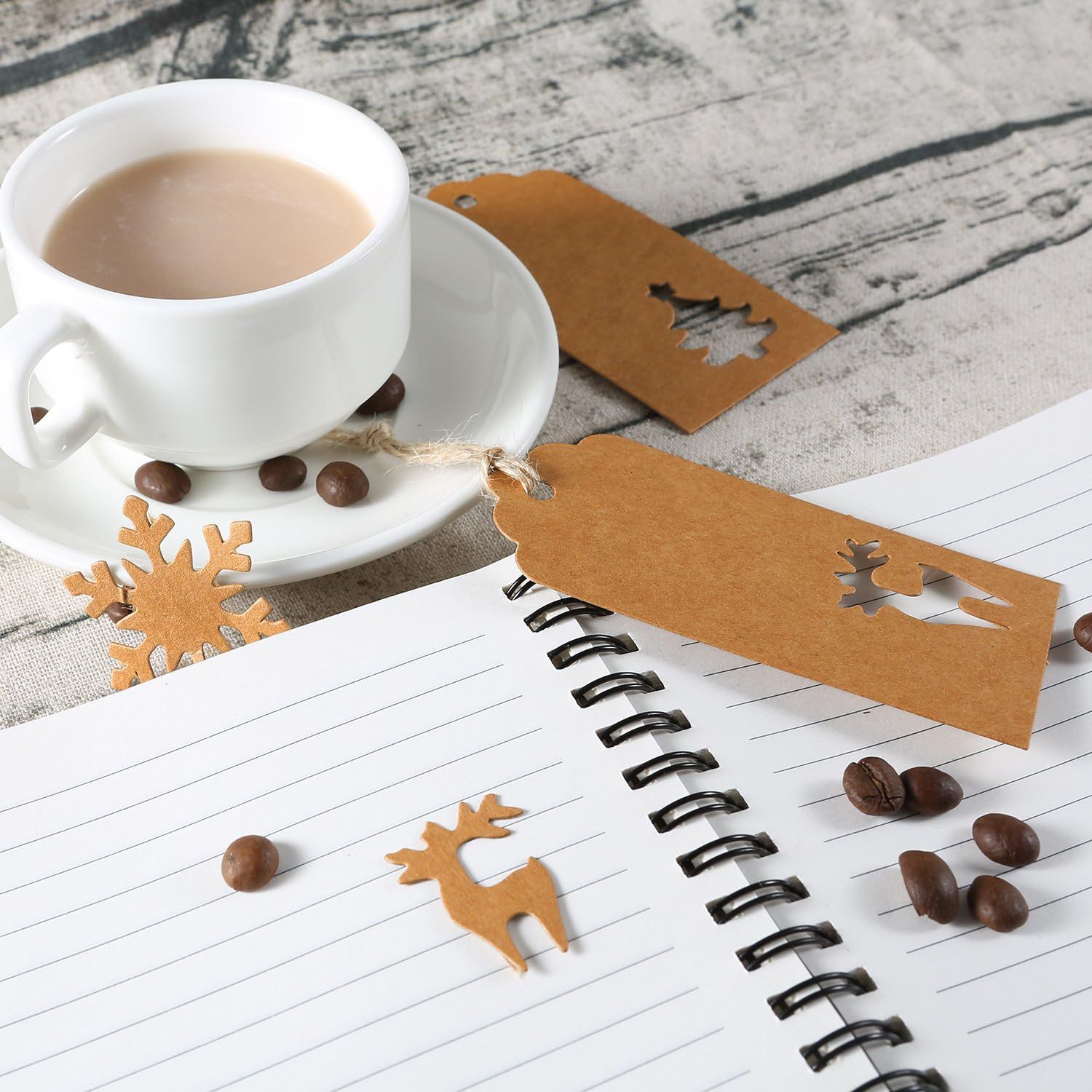 Cross-Border 350g High-End Kraft Paper Cut Out Tag Christmas Snowflake Elk Special-Shaped Party Blank Decorative Label