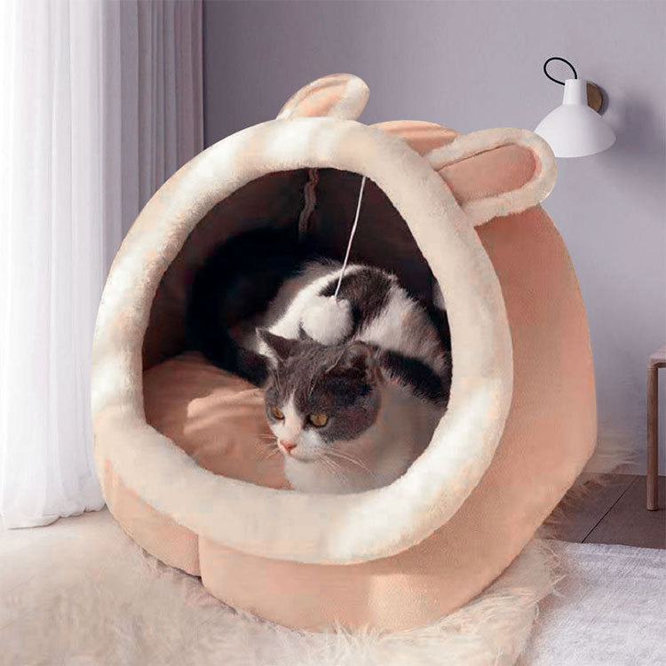 New Dog House and Cat House Pet Semi-Enclosed Four-Season Universal Shape Cute Cat Winter Warm Cat Supplies