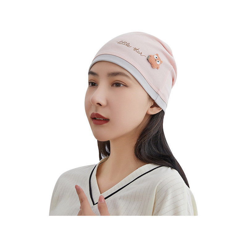 2025 new maternity cap cotton cartoon small flower bear moon scarf postpartum pregnant women moon cap wholesale