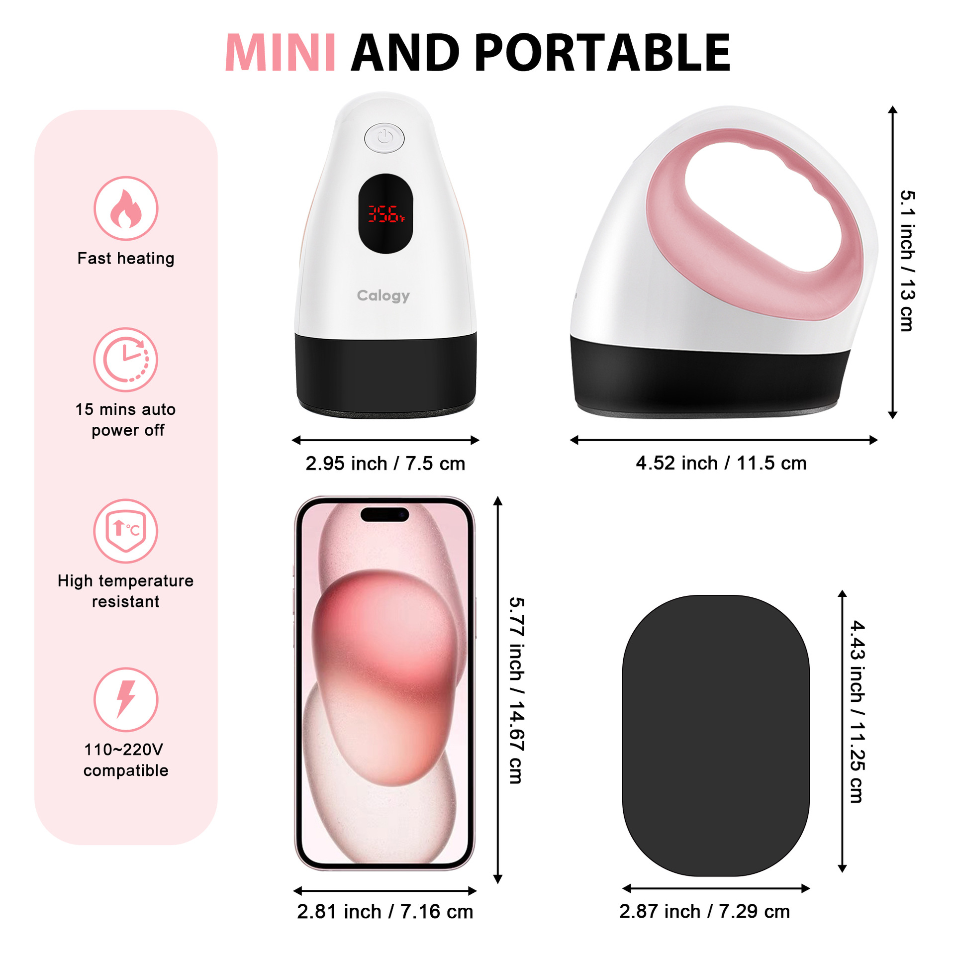 Cross-border mini hot press with LED, heat transfer machine, hot stamping machine, 3 gears, 180 degrees, fast heating and temperature maintenance