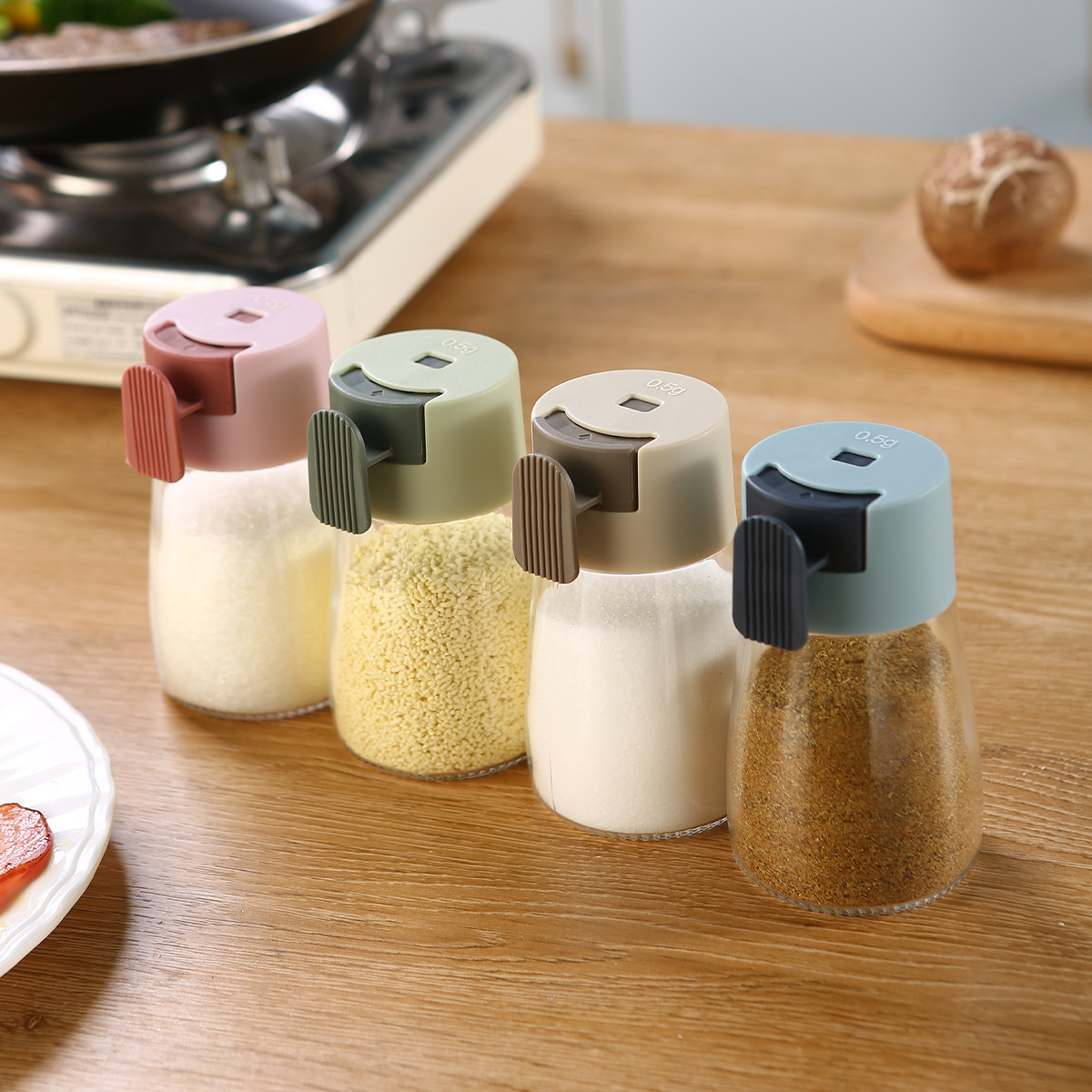 Quantitative Salt Control Bottle, Household Seasoning Bottle, Press-Type Seasoning Jar, Seasoning Storage Box, Salt Jar, Seasoning Jar, Quantitative Seasoning