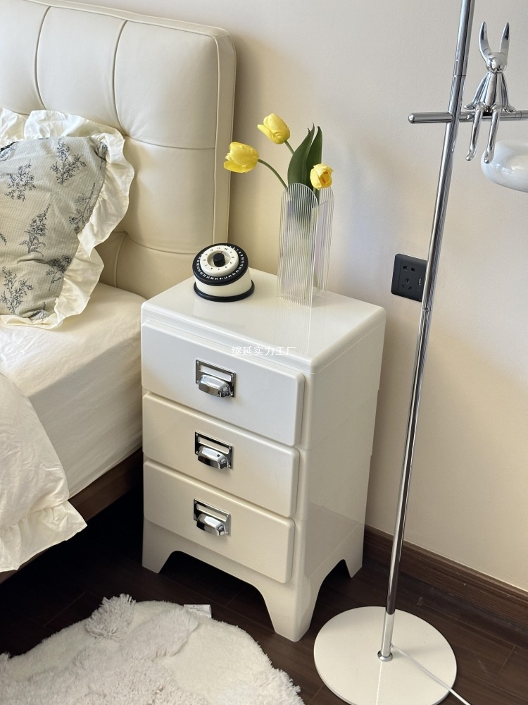 Прикроватная тумбочка, маленький пластиковый шкаф для хранения в спальне, кремовый стиль, ящик для детей, японский ретро шкаф