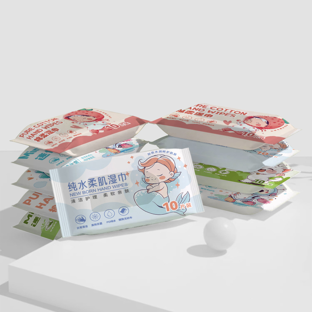 Mini Cleaning Wipes for Babies, 10 Pieces, Small Pack, Portable