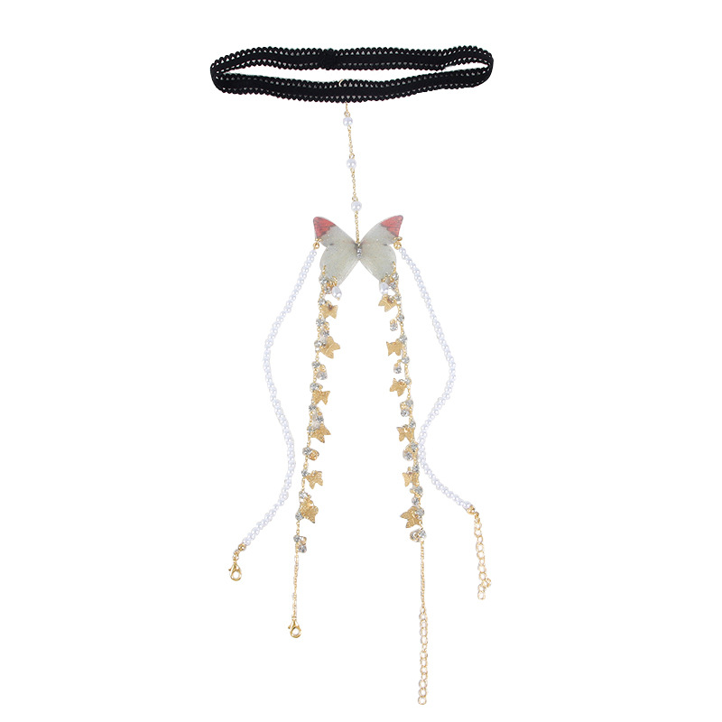 Butterfly Pearl Leg Chain Fashion Personality Temperament Internet Celebrity Spice Girl Pure Desire Style All-match Body Chain Leg Ring Jewelry