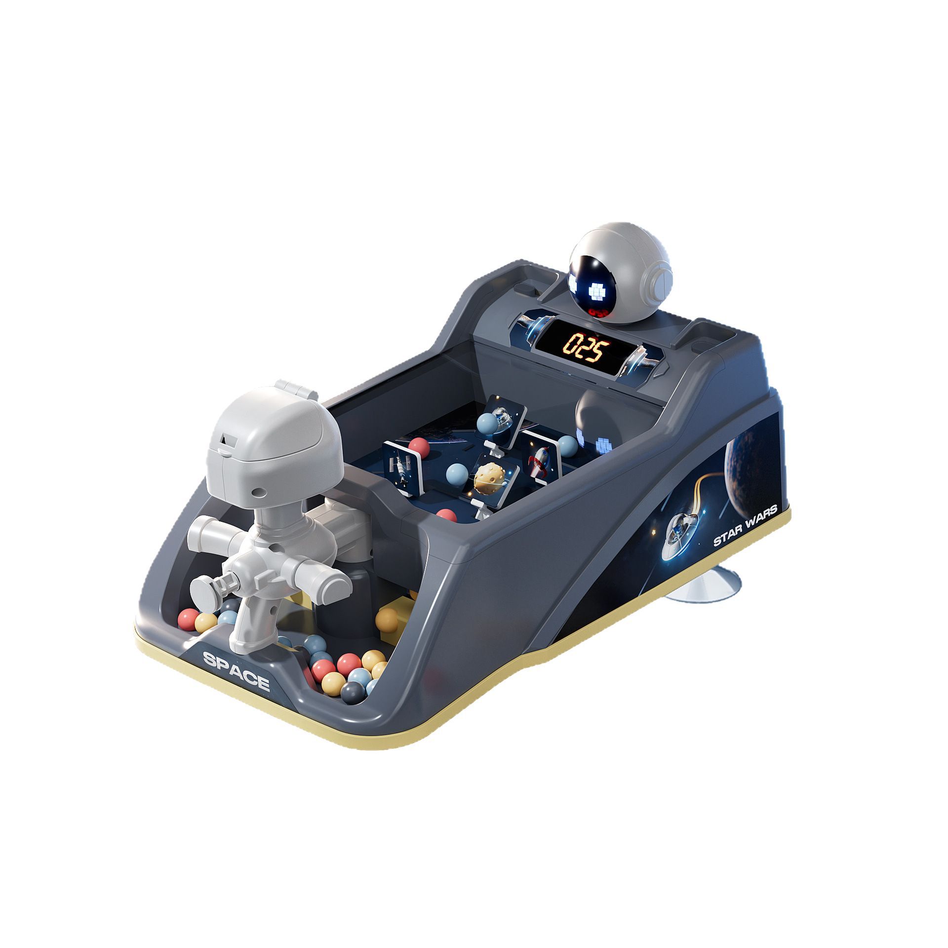 Children's Pinball Shooting Game Machine, Educational Tabletop Challenge Toy, Card Mahjong, Target Shooting, Scoring, Sound and Light, Interstellar