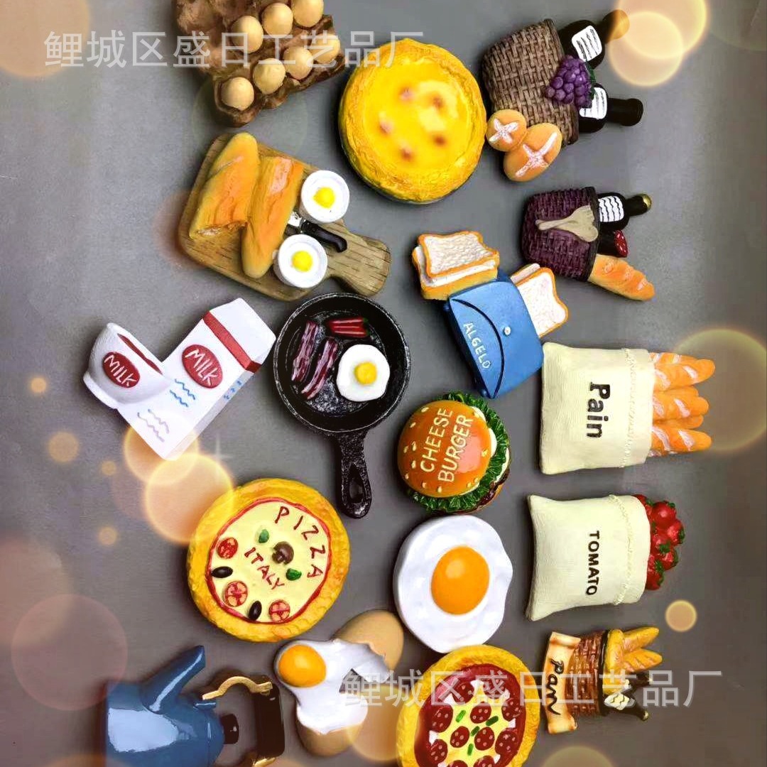 3D Simulated Food Bread Frying Pan Egg Resin Refrigerator Magnet Travel Souvenir Special Price Non-Returnable and Non-Exchangeable
