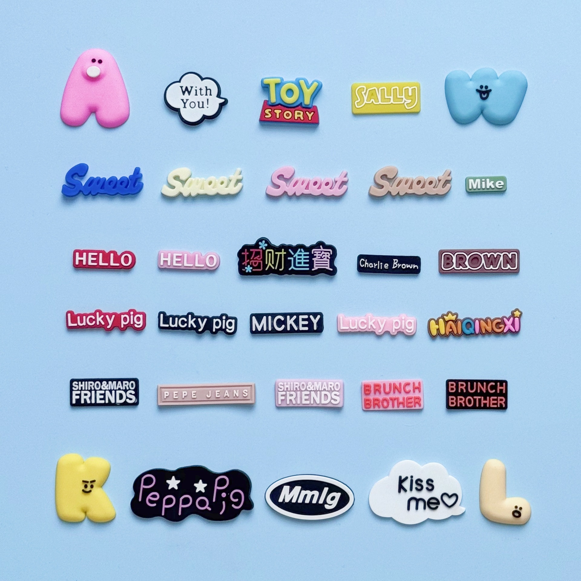 pvc soft glue english cartoon cute refrigerator air conditioner decorative patch diy home patch mobile phone case bag patch