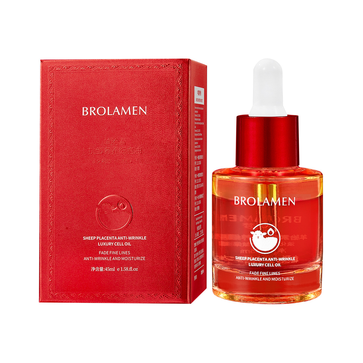 Bailanmeng Brand Sheep Placenta Anti-Wrinkle Luxury Cell Oil Essence Brightens and Improves Dull Skin Color Wholesale Hair