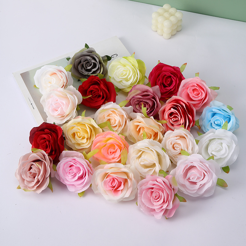 Новые искусственные цветы головки розы Шелковые цветы Искусственные цветы головки DIY Материалы для венков Ретро стиль F1 головки цветов