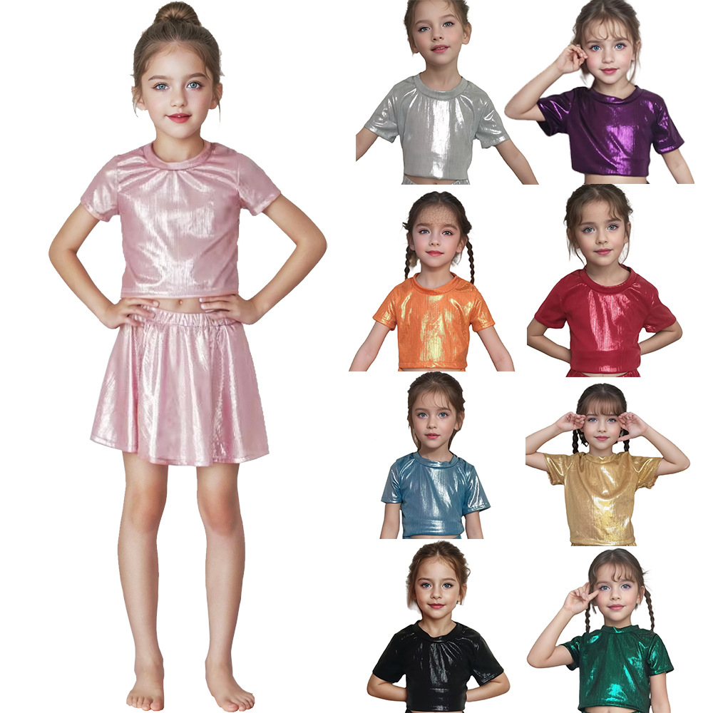 Универсальный полосатый танцевальный костюм для детей и пожилых, хип-хоп, с пайетками, свободная футболка с коротким рукавом