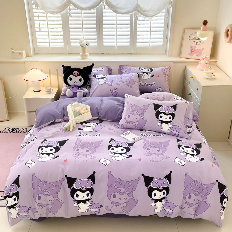 [Sanrio genuine goods] Class A cloud cotton cartoon bed four-piece quilt cover student dormitory three-piece wholesale