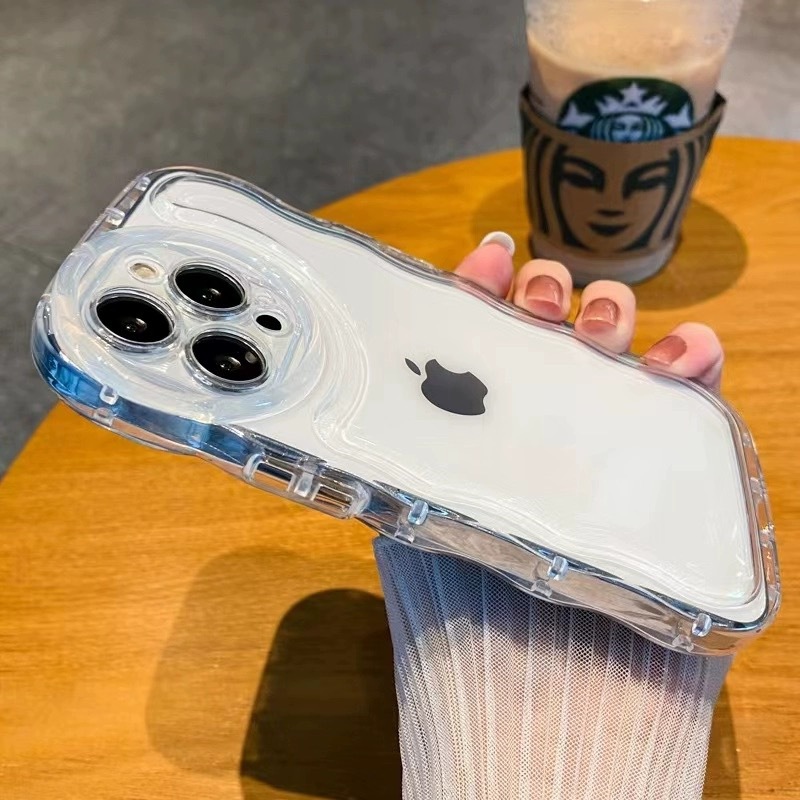 Wave Air Cushion Transparent Airbag Suitable for iPhone 17 Promax Transparent 16 Plus Anti-Drop 15/14/13 Soft Case