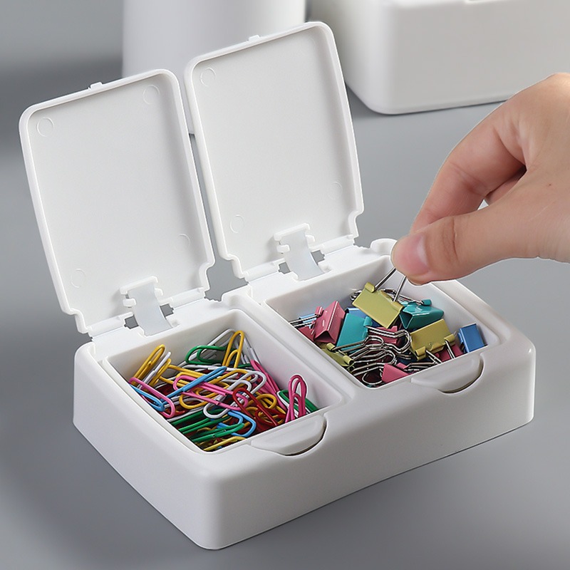 Desktop Storage Box Mini with Lid Elastic Window Cotton Swab Cosmetic Cotton Plastic Dustproof Student Ins Sundries Finishing Box