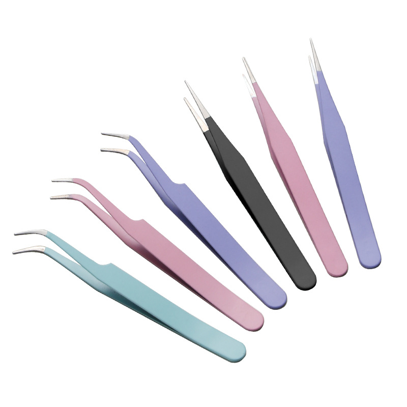 Handbook Colorful Tweezers Macaron Small Fresh Elbow Straight Head Stainless Steel Student DIY Sticker Glue Tool Tweezers