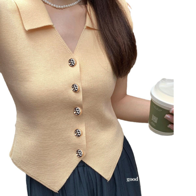 2024 New Summer Style Small Fragrant Top Classy Elegant V-Neck Sleeveless Vest Vest Ice Silk Bottoming Knitwear