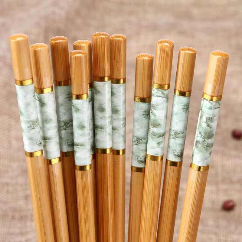 Nanzhu chopsticks 7.0*24cm marble printed bamboo chopsticks five color thermal transfer carbonized bamboo chopsticks