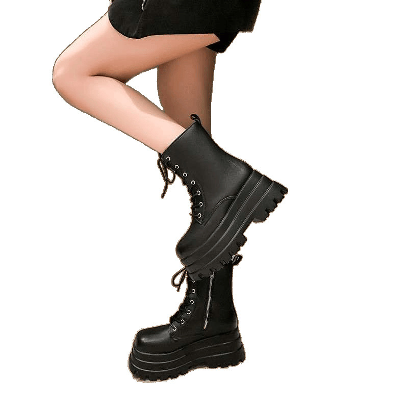 Cos Height-Increasing Shoes 20cm Height Increase Slimming Thick-Soled Shoes 9cm British Style Thick-Soled New Short Boots Short Martin Boots