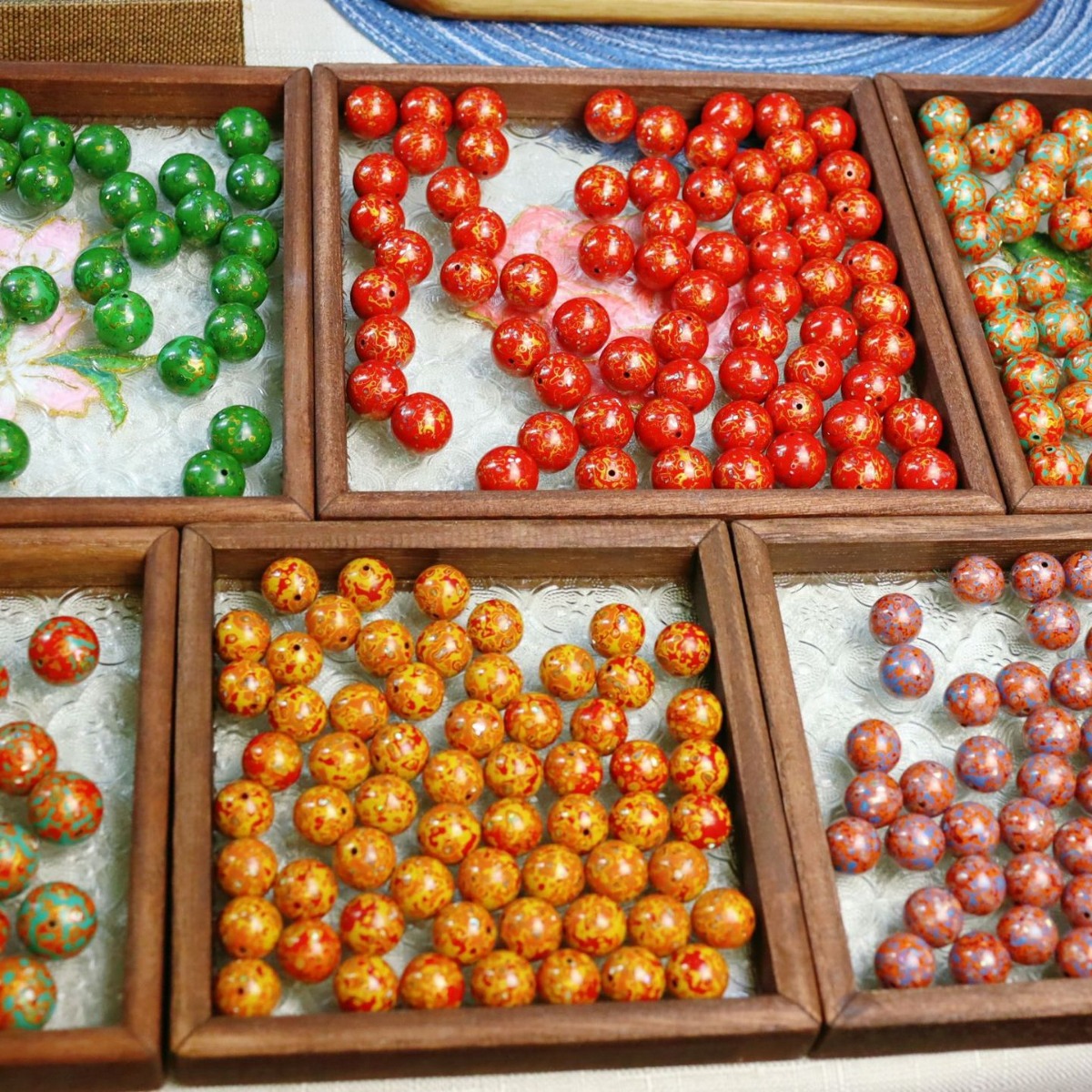 Mother-Of-Pearl Lacquer Beads Sandalwood Bracelet Handmade DIY Material Package Chinese Style New Chinese Style Gift National Day