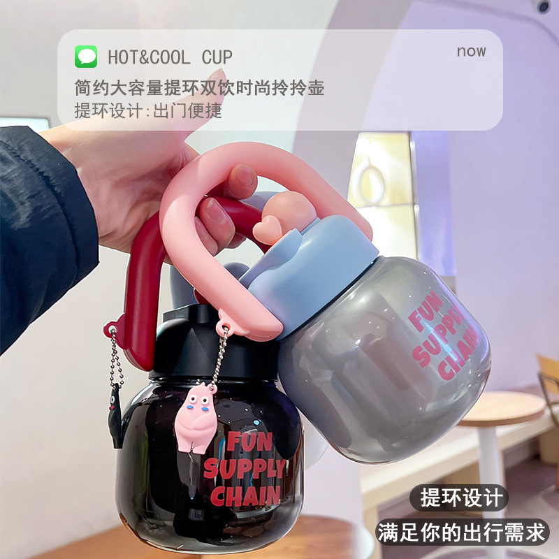 Летняя большая чаша для воды с соломинкой, портативная, стильная