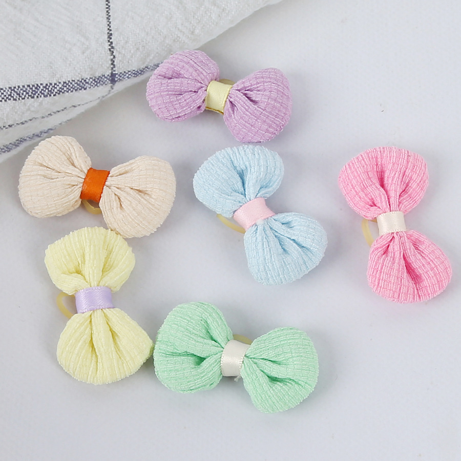 Korean fabric striped five-petal flower bow pet head flower Teddy VIP pet rubber band hair accessories wholesale