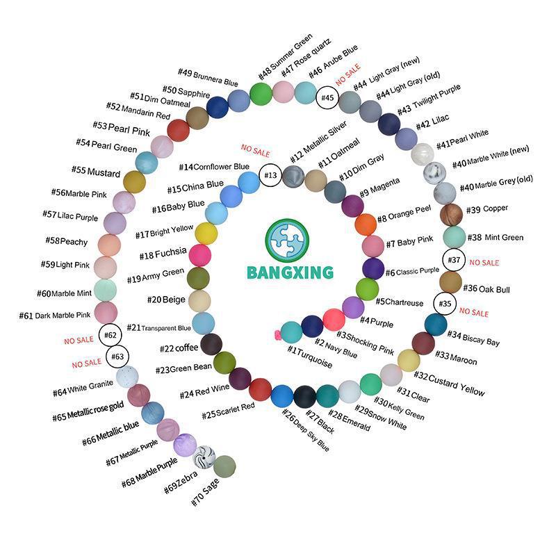 15mm Silicone Round Bead Baby Molar Bite Jewelry Treasure Nipple Chain DIY Bracelet Necklace Accessories Material Wholesale