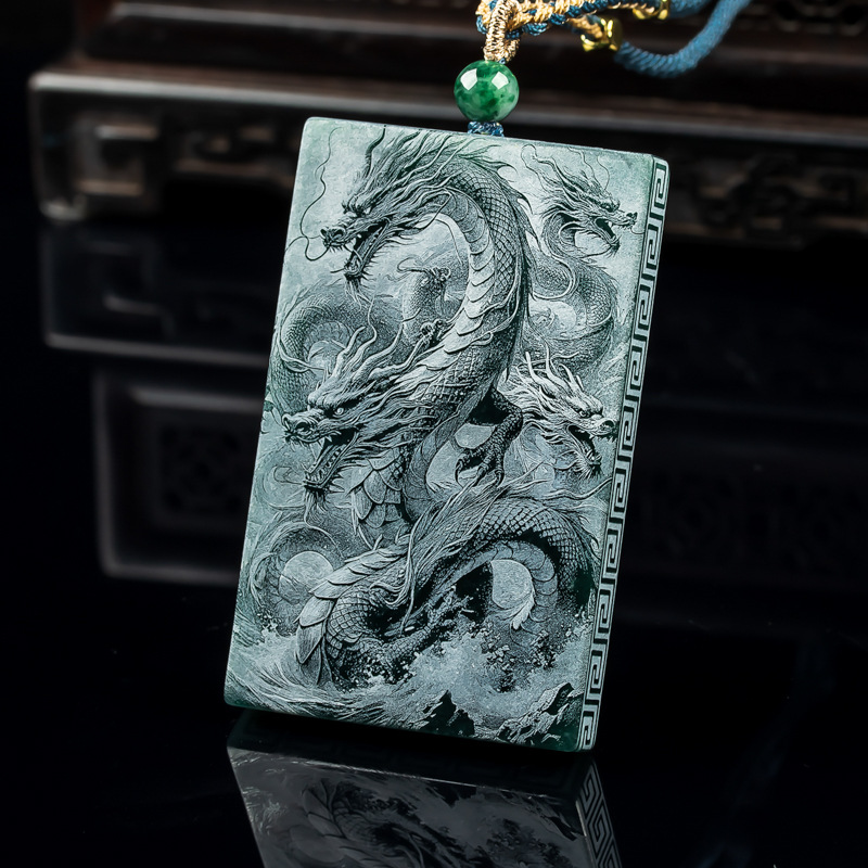 Natural A Jade Thousand Hands Guanyin Brand Blue Water Material Double-sided Seiko Shadow Carving High Ice Jade Pendant Pendant Yu Pei