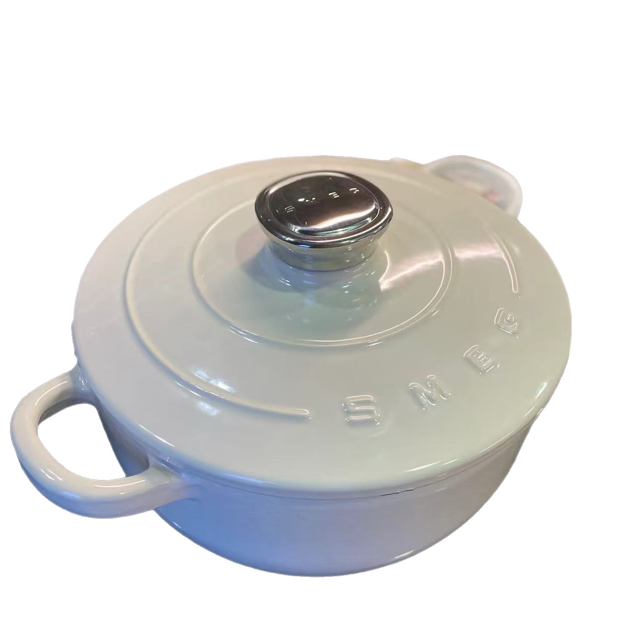 Foreign Trade Explosions Smeg Enamel Pot 24cm Double-ear Cast Iron Pot Smeg Thickened Non-stick Pot Stew Soup Pot Round