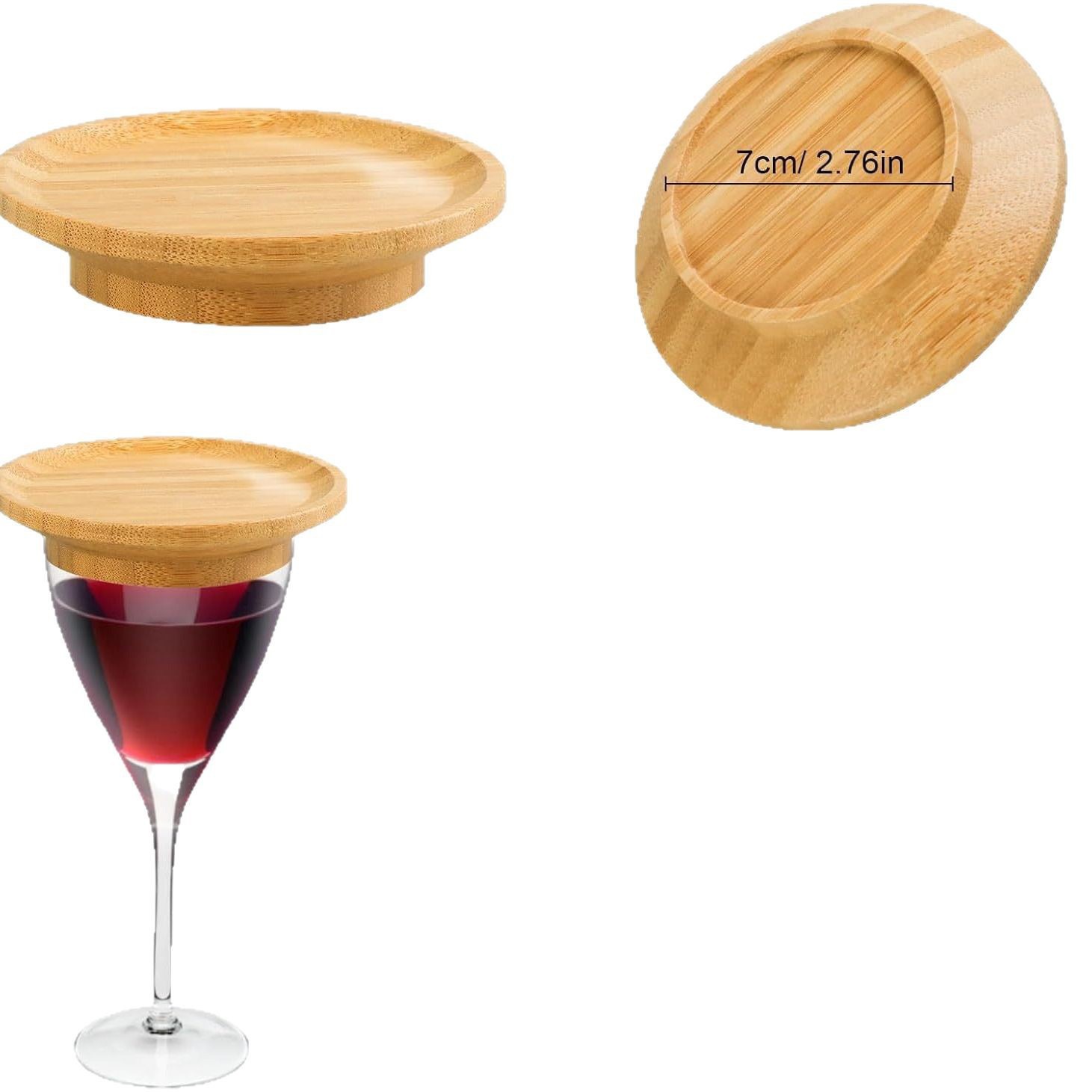 Cross-border bamboo and wood red wine cup cover round snack tray new bamboo and wood cover food board bamboo and wood dustproof and leak-proof wine cup cover