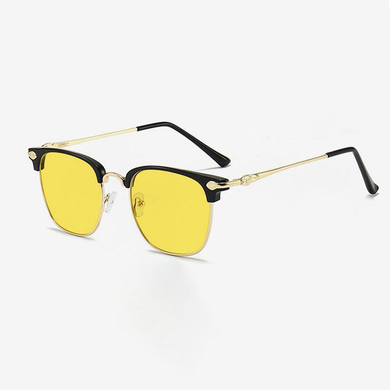 Anti-high-beam New Night Vision Goggles Trendy Men's Trendy Women's Driving Special Mirror Metal Half-frame Anti-glare Night Vision Goggles