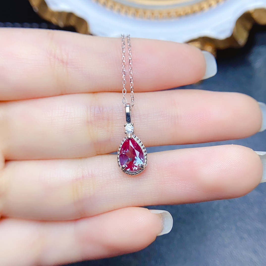 New boutique Alexander pendant S925 silver inlaid main stone 6*8mm Joker net red explosions women's jewelry wholesale