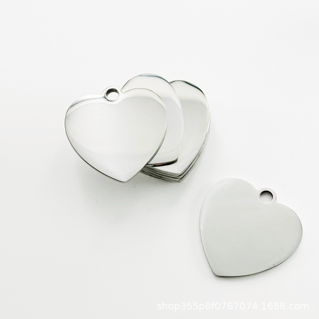 Mirror polished army tag Dog Tag pet tag peach heart pendant round tag long tag animal head pendant