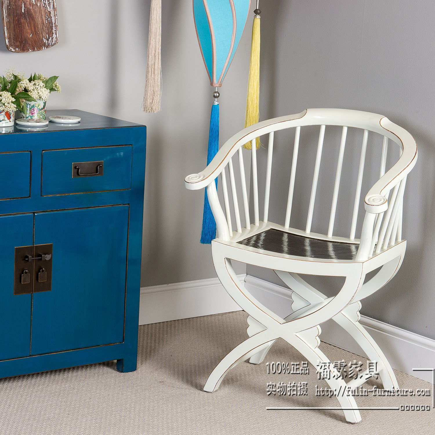 New Chinese Style Solid Wood Old Hand-in Chair Book Chair Dining Chair Children's Small Circle Chair Black and White Blue Classical Antique Wooden Chair of Ming and Qing Dynasties