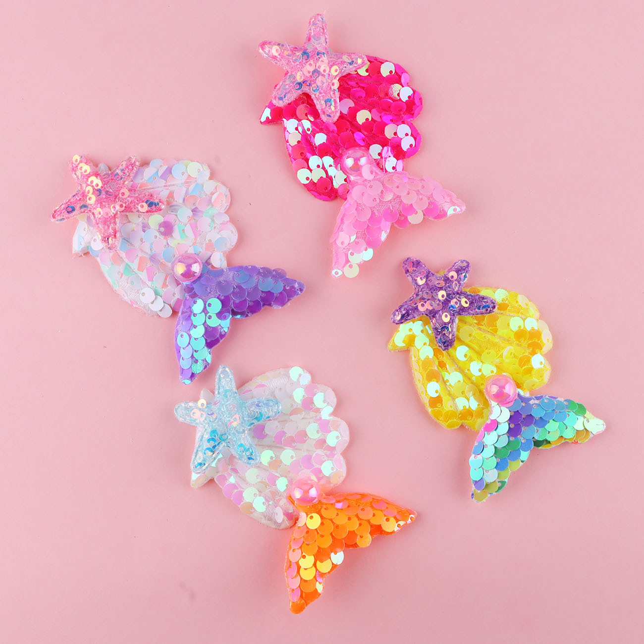 Children's Cartoon Mermaid Hairpin Cute Sequin Starfish Duckbill Clip Ocean Small Clip Accessories Women's Cross-Border Accessories