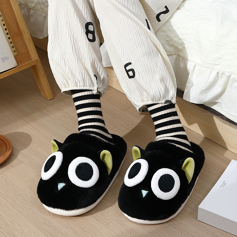 Cotton slippers ladies autumn and winter indoor home 2024 new cute non-slip plush thick warm cotton slippers wholesale