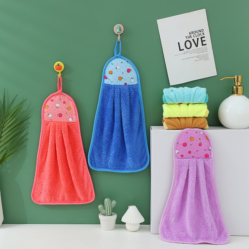 Coral Velvet Hand Towel Can Be Hung in the Kitchen, Thickened Cleaning Towel, Gift Advertising Towel