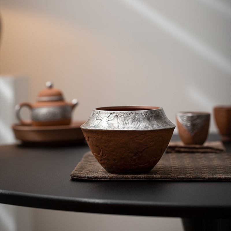 Old Pottery Mud Silver Retro Guofeng Jianshui Tea Washing Crude Pottery Desktop Tea Dregs Tank Household Water Pontoon Cup Washing Tea Ceremony Accessories