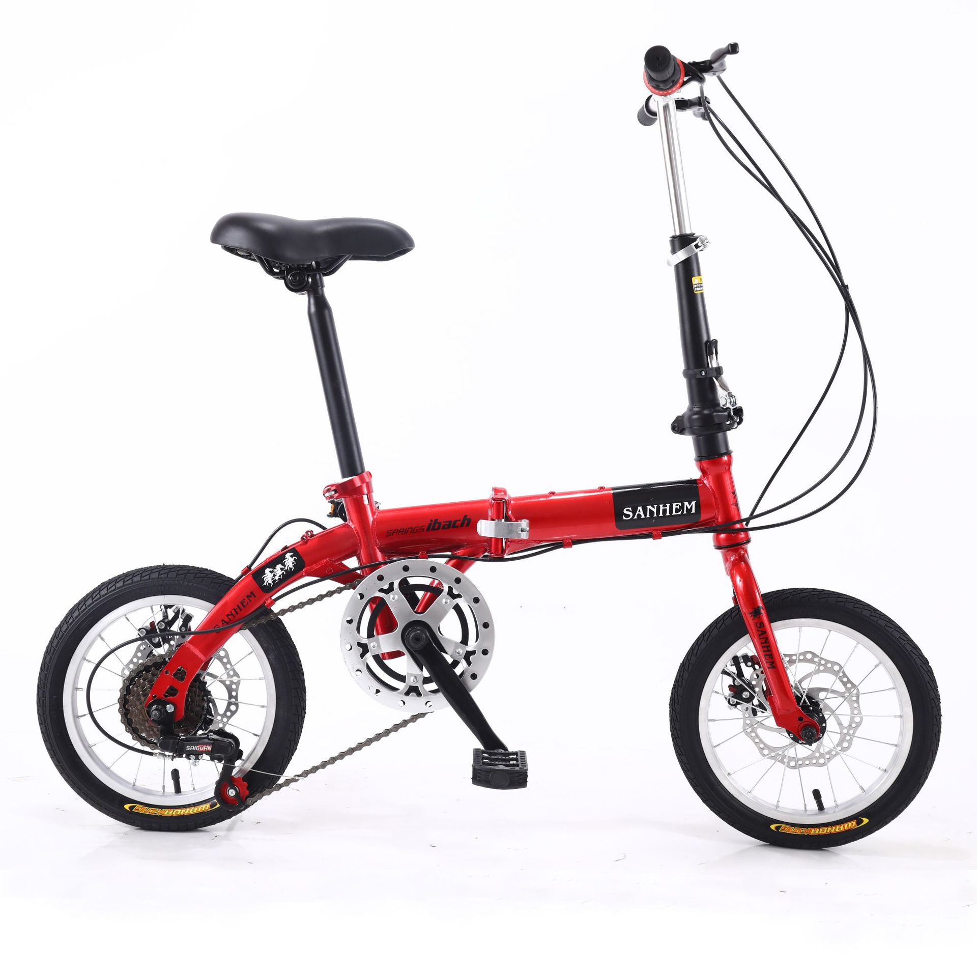 Wholesale Sanhippo 14 inch variable speed folding bicycle portable disc brake light bike adult student cross-border gift car
